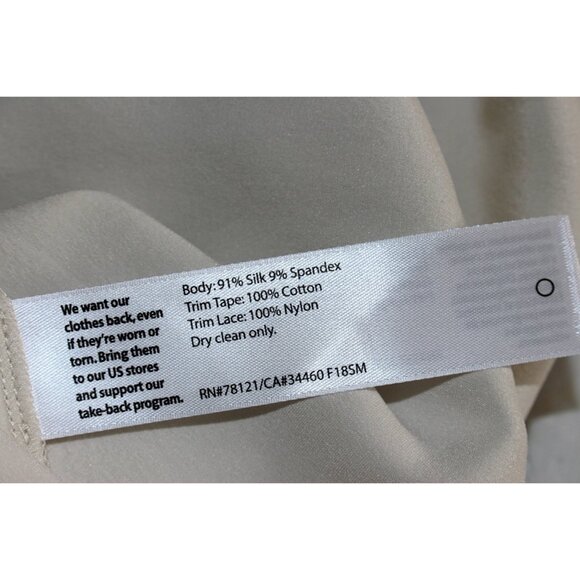 New w/Tags Eileen Fisher - Stretch Silk Charmeuse Lace Trim Cami, Bone, sz Med - Picture 8 of 9